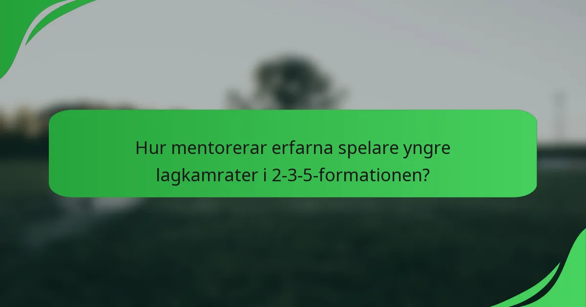 Hur mentorerar erfarna spelare yngre lagkamrater i 2-3-5-formationen?
